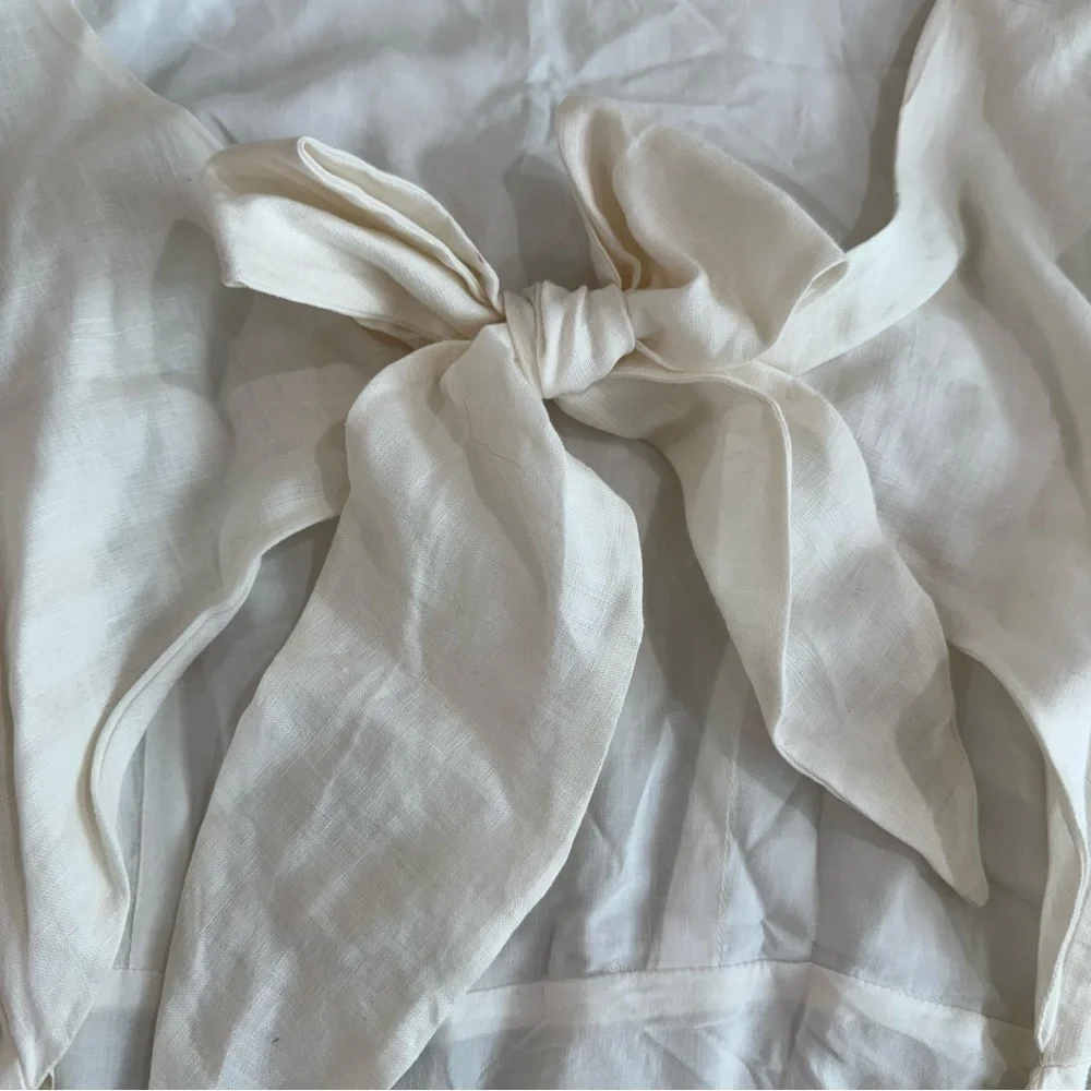 Trovata Birds of Paradis ROSA Dress –‎ 100% Linen – Ivory – Size M Anthropologie - Picture 9 of 12